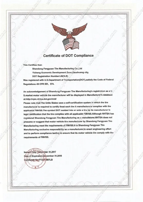 DOT-certificate